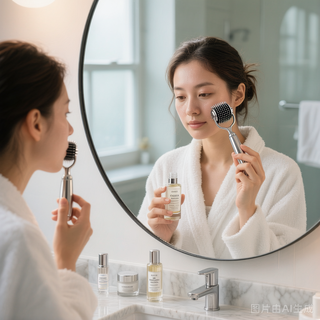 Microneedle Roller Anti-Wrinkle Serum - Hyaluronic & Copper Peptide - Lifestyle shot